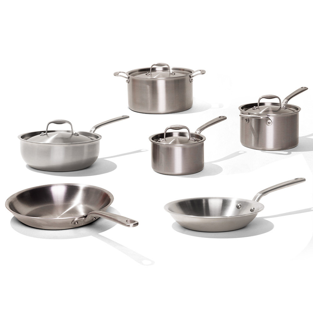 10PC Stainless Clad Cookware Set