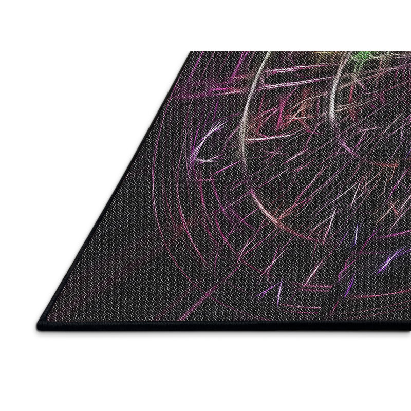 Laine tissée à la machine à motifs géométriques et polyester mauve/vert Tapis décoratif, Rectangle 4 pi x 6 pi