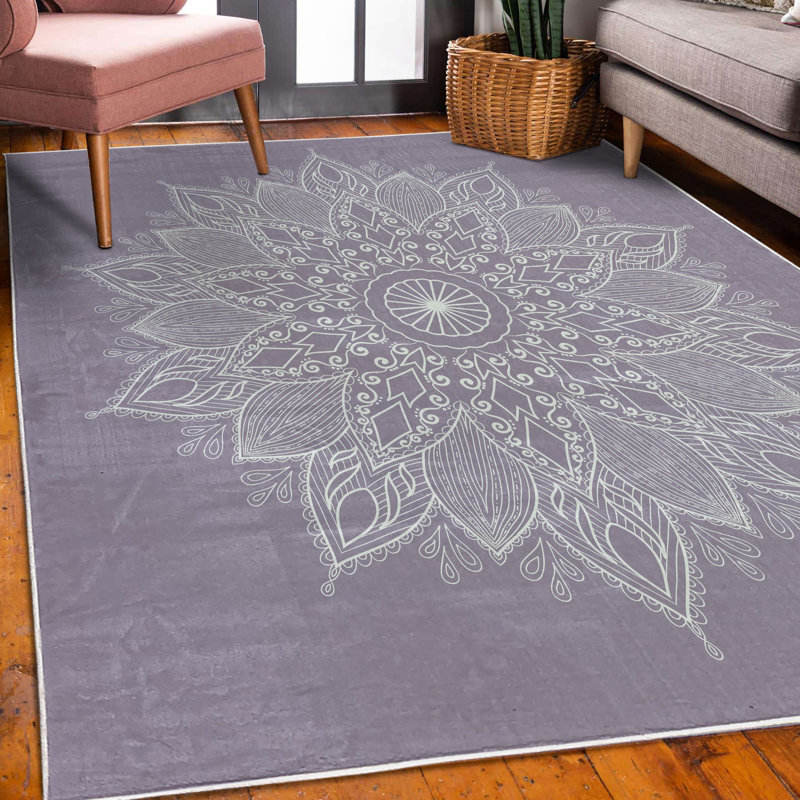 Tapis rectangulaire mauve / gris, Rectangle 5 pi 2 po x 7 pi 6 po