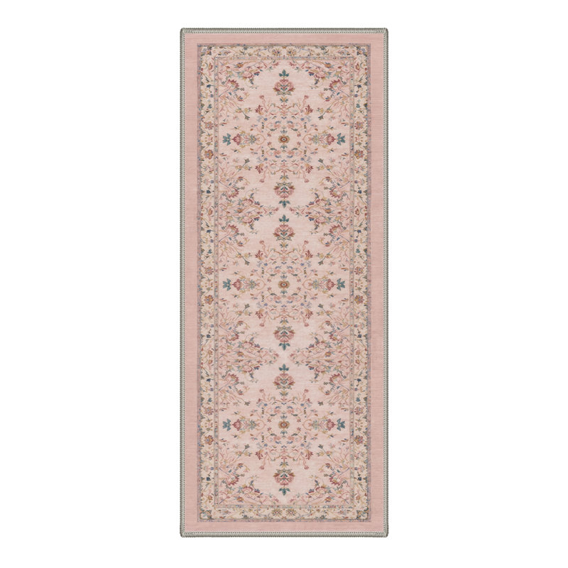 Tapis beige lavable à la machine avec envers antidérapant Abadou, Tapis de couloir 2 pi 5 po x 8 pi