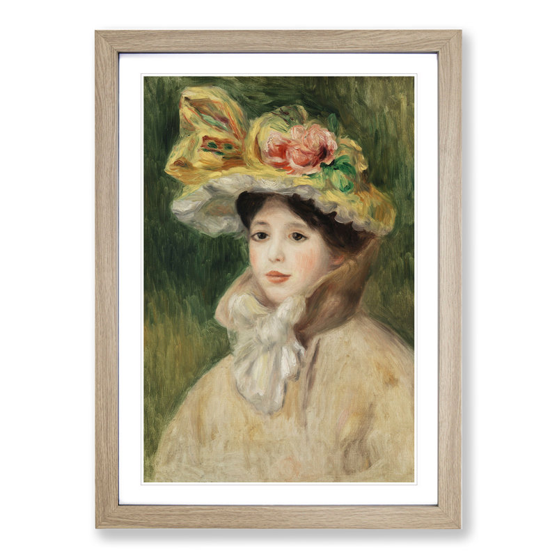 Woman with Capeline by Pierre-Auguste Renoir - Picture Frame Painting, Oak, 48cm H x 36cm W x 2cm D