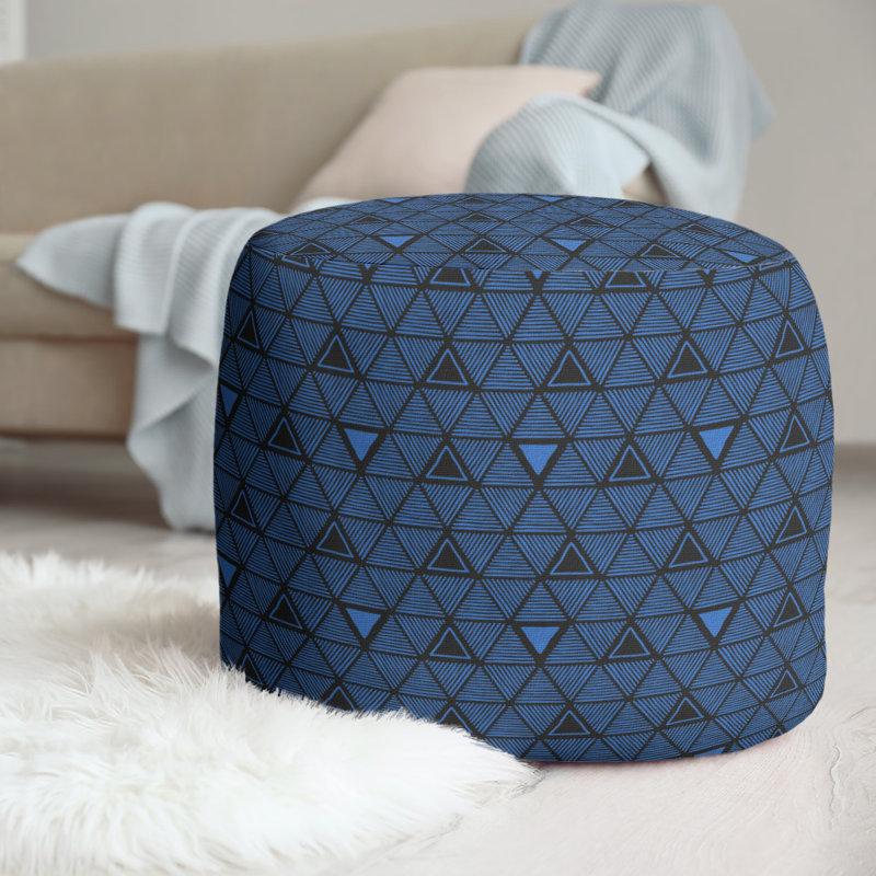 Upholstered Pouf, Dark Blue