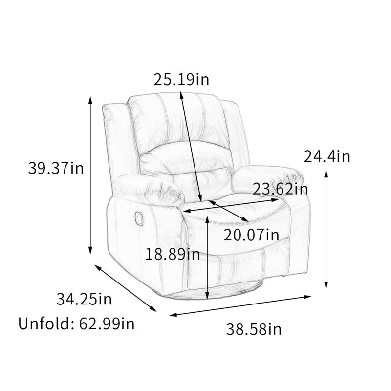 Fauteuil inclinable pivotant 360 ° Balcon, Crème, crème