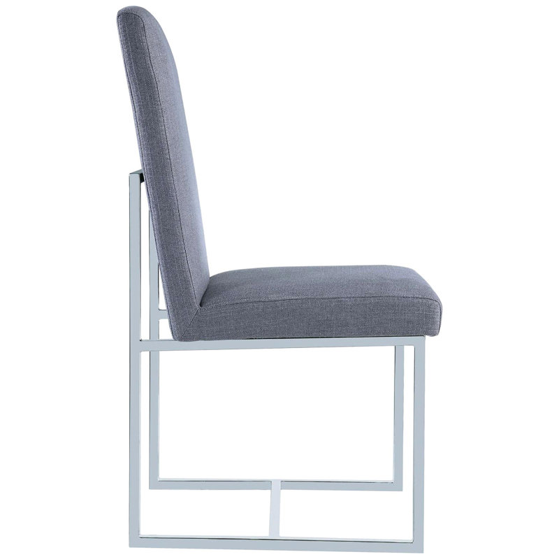 Chaises de salle à manger rembourrées gris moderne (2), haut dossier avec éléments linéaires, convient aux tables en verre / bois, 2 chaises contemporaines à la mode et pratiques, en tissu lisse, design, convient à diverses tables