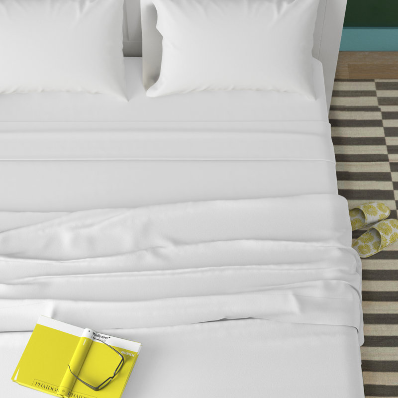 Appletree Bedding 100% Cotton Percale Fitted Sheet, White, Kingsize (5')