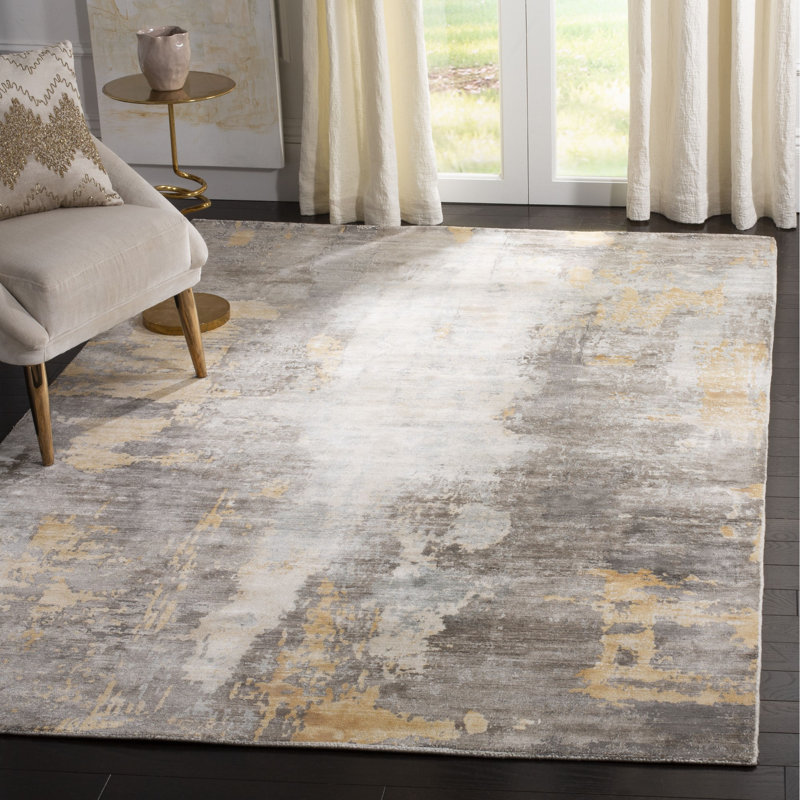 Tapis abstrait en viscose / coton tissé à la main Culberson, Rectangle 6 pi x 9 pi