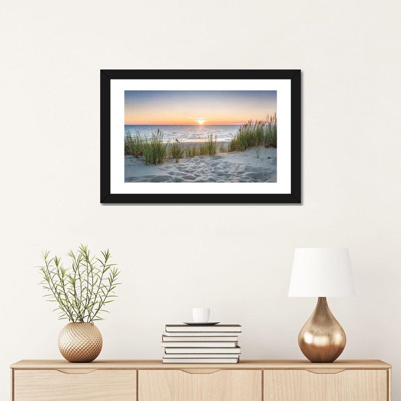 «Beautiful Sunset at the Beach» par Jan Becke - reproduction de photo, H 16 po x l 24 po, Noir