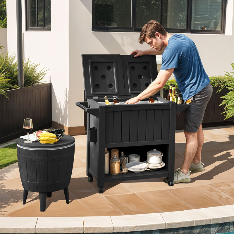 YITAHOME 85 Quarts Ice Chest with wheels, Black