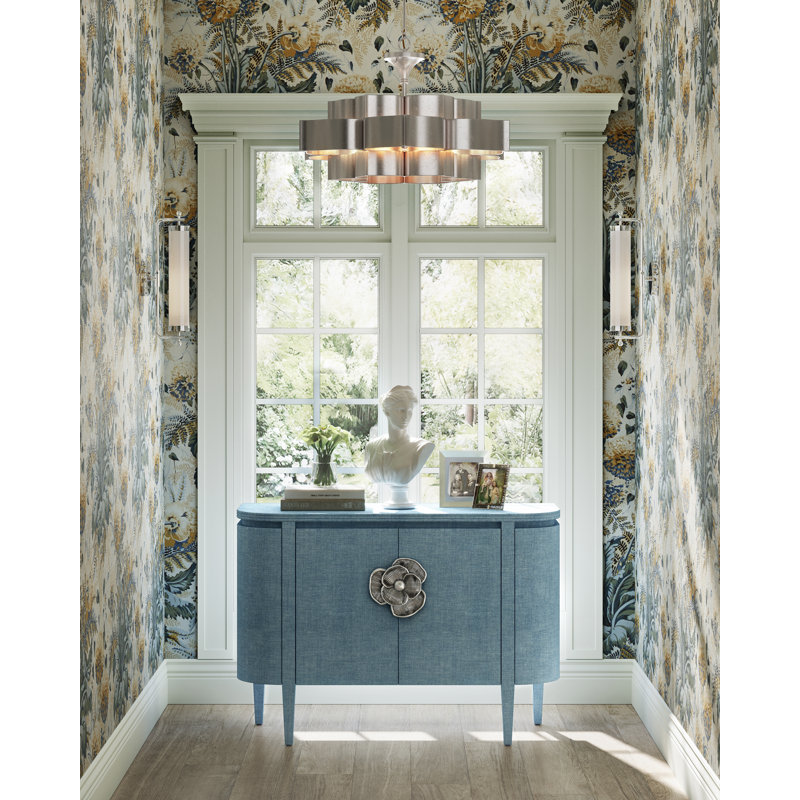 Grand Lotus 6 - Light Chandelier, Contemporary Silver Leaf