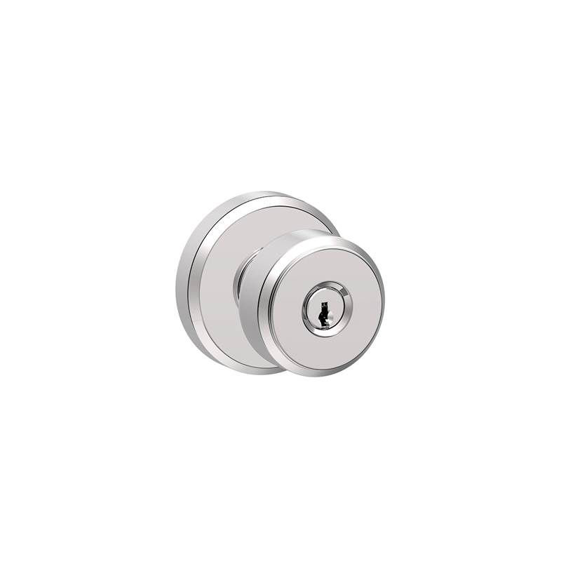 Bowery Keyed Entry Knob with Greyson Trim, Bright Chrome