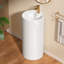 Lavabo de salle de bain autoportant circulaire sur pied 16 po x 16 po, lavabo de salle de bain piédestal en céramique blanche avec trop-plein et lavabos piédestal en céramique moderne pré-percés