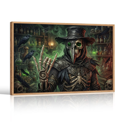 «Dark Plague Doctor» squelette avec serpent et art mural d'Halloween