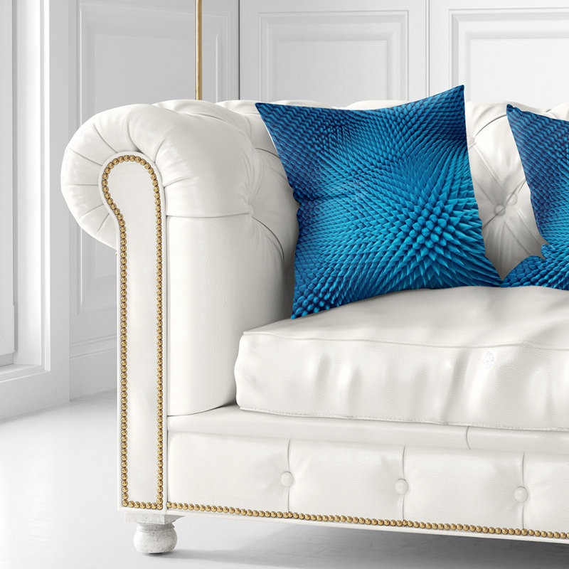 Wavy Blue Prickly Design - coussin imprimé abstrait, 16 po x 1 po, Coussin décoratif