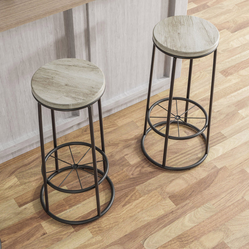 Hassan 33" Bar Stools, Coastal White