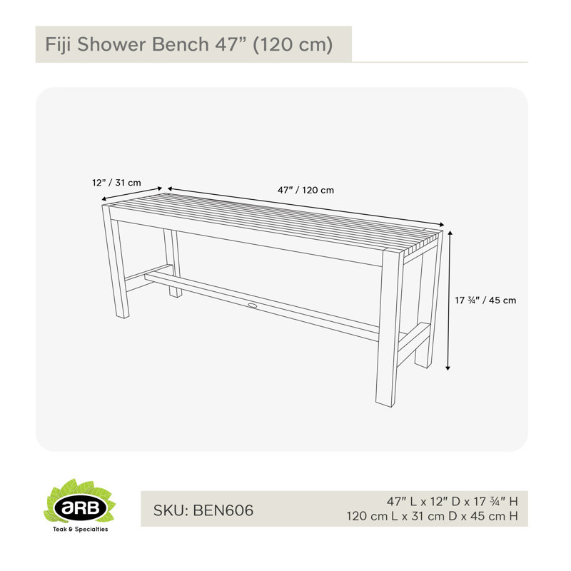 47.25 in. W Teak Shower Bench