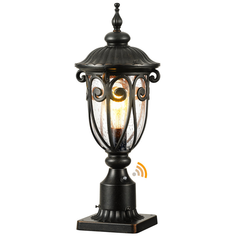 Luminaire d'extérieur à fixation sur pilier 1 lumière H 23,9 po avec capteur de crépuscule à l'aube