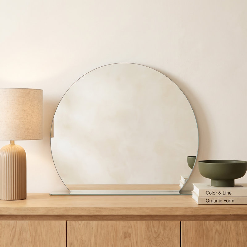 Amici Stainless Steel Frame Round Wall Mirror with Shelves