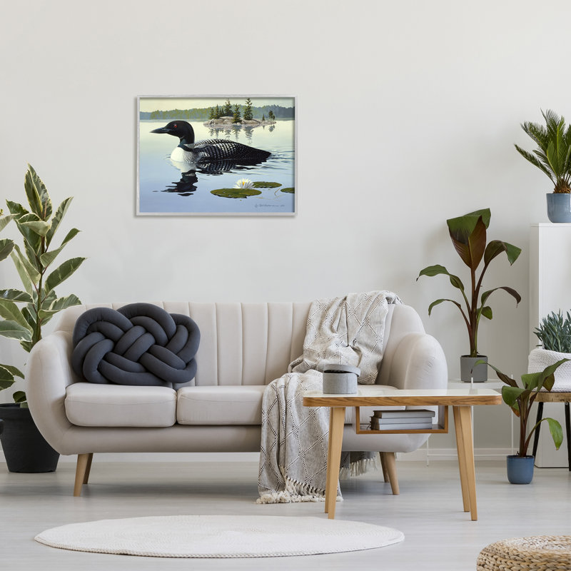 «Duck in Vast Pond» par Rod Lawrence, reproduction de photo sur toile, Estampe numérique Farmhouse