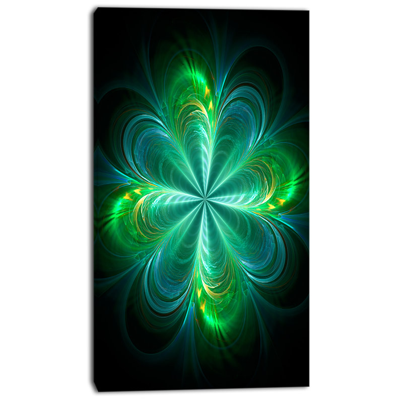 « green fractal floral floraling », impression sur toile tendue, H 32 po x l 16 po x P 1 po