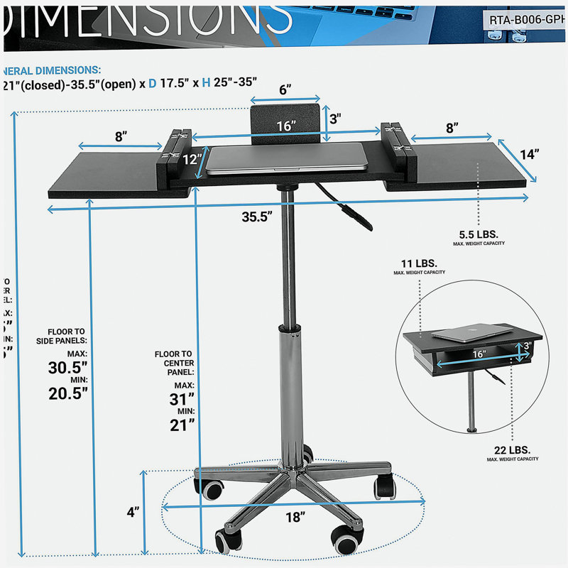 Folding laptop stand, graphite color