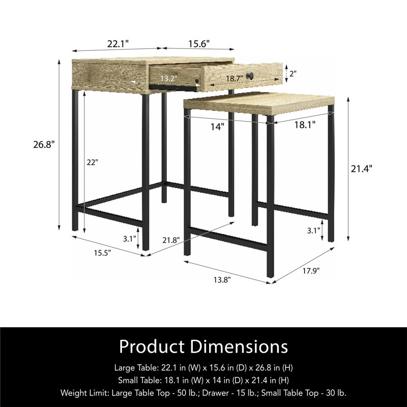 Chena Nesting Tables with Storage