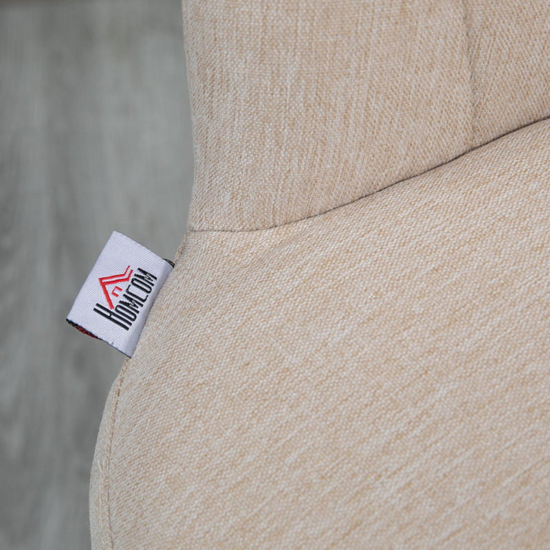 Ensemble de 2 tabourets de bar réglables pivotants, tissu tactile lin, beige