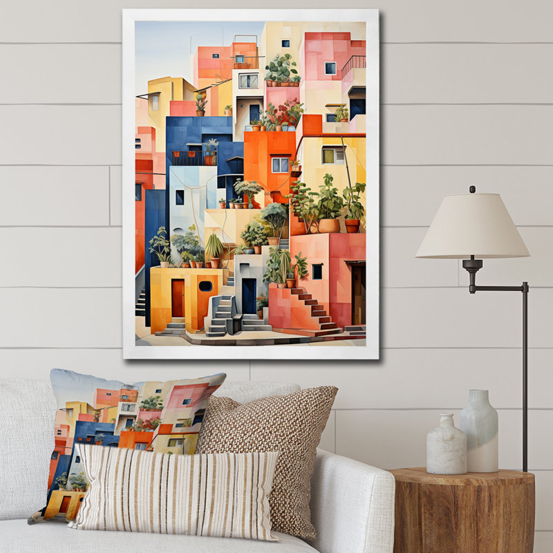 Lyusi coloré Mexique coloré Casas II, H 44 po x l 34 po x P 1,5 po, Cadre photo blanc
