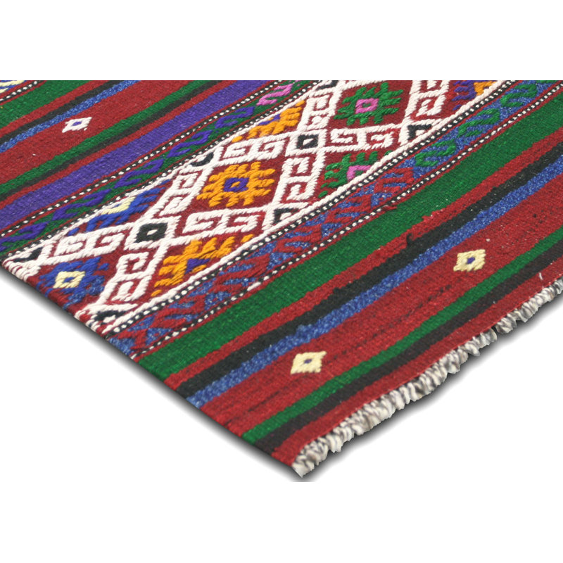 Tapis unique en laine noué à la main des années 1960 de 5 pi 4 po x 7 pi 1 po vert / bleu / brun