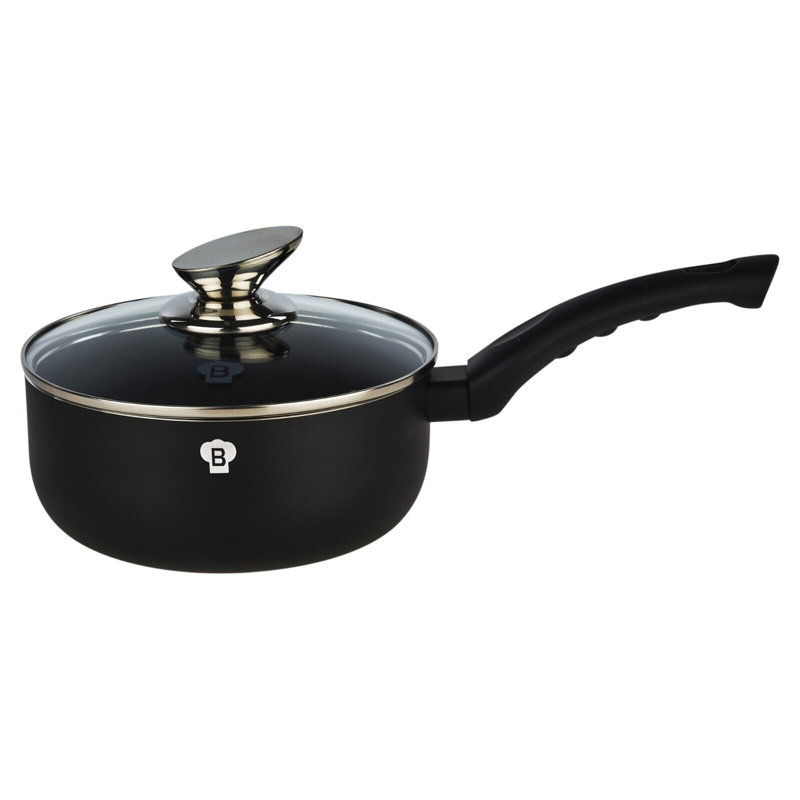 9 - Piece Non-Stick Aluminum Cookware Set, Matt Black