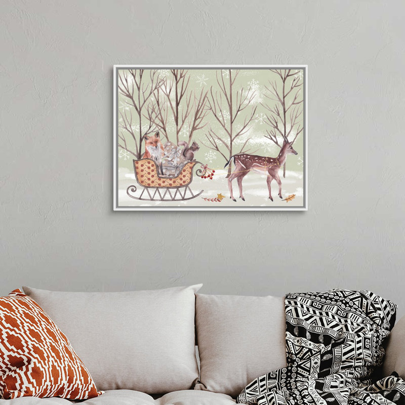 «Christmas Time I» par Melissa Wang - peinture sur toile à cadre flottant, Cadre blanc, H 25,25 po x l 33,25 po