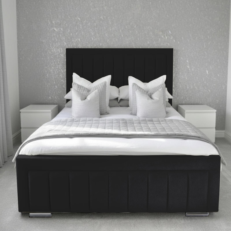 Abianna Upholstered Bed, Black, Double (4'6)