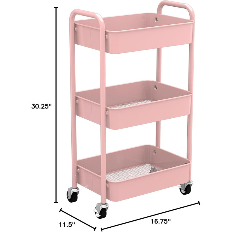 Chariot de rangement à roulettes à 3 niveaux avec roues verrouillables