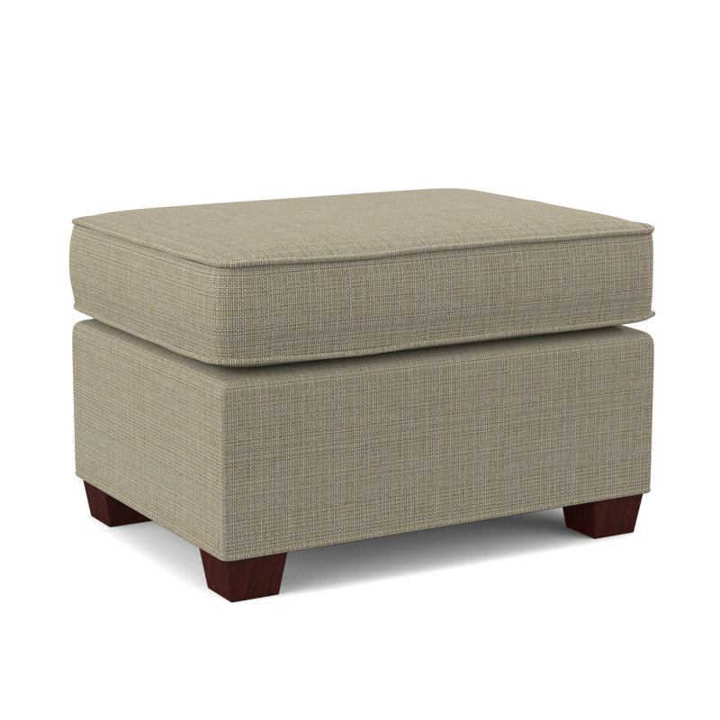 Finn 26" Wide Rectangle Standard Ottoman, Kanji Putty, Empire Mahogany