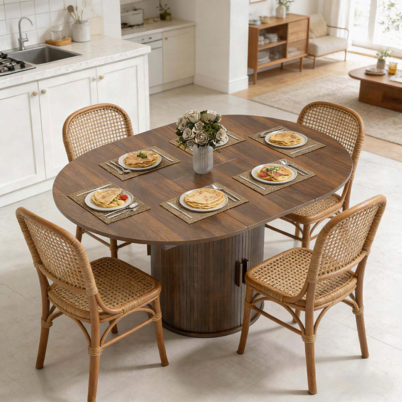 Table de salle à manger extensible de 43,3 po à 59,1 po avec rangement caché