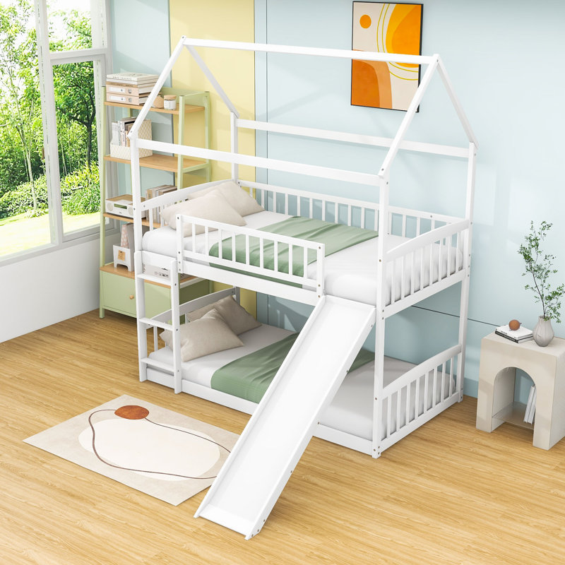 Twin Over Twin Bunk Bed with Slide and Ladder