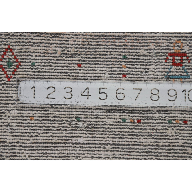 Tapis gris argenté en laine de style Gabbeh 5 x 8 po