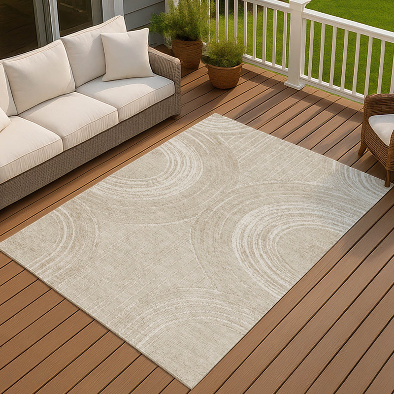 Machine Washable Indoor/Outdoor Keim ACN2380 Geometric Rug, Rectangle 10' x 14'