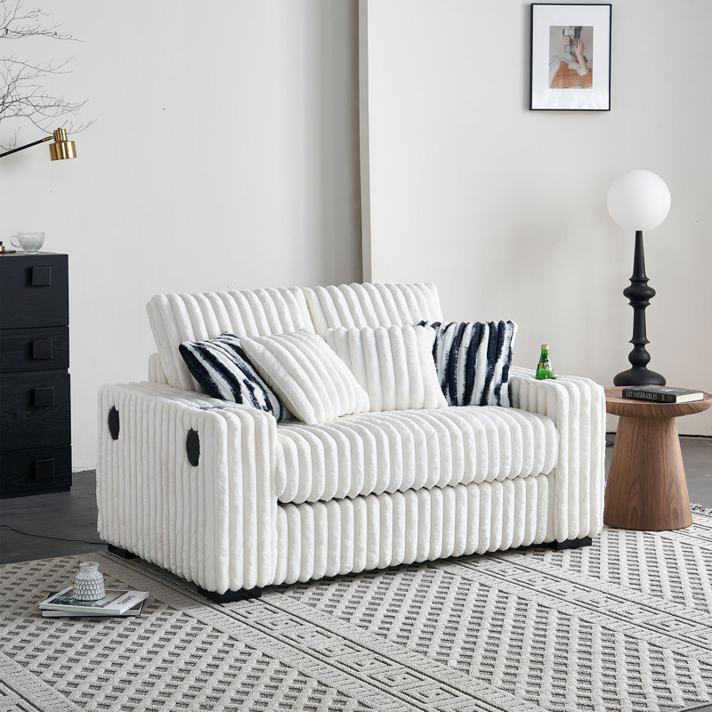 61.42''W Modular Upholstered Fabric Loveseat And Ottoman Set, Beige