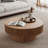 31.5" Modern Round Coffee Table With Storage Solid Wood Veneered Coffee Table Accent Tea Table-1452732521