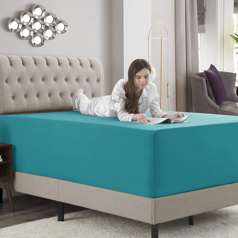 Drap-housse uni Empyrean Bedding, Drap-housse très grand californien, Bleu sarcelle