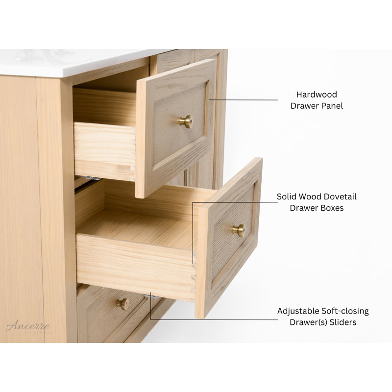 Hannah 42" Freestanding Standard Single Bathroom Vanity with Top, Oak