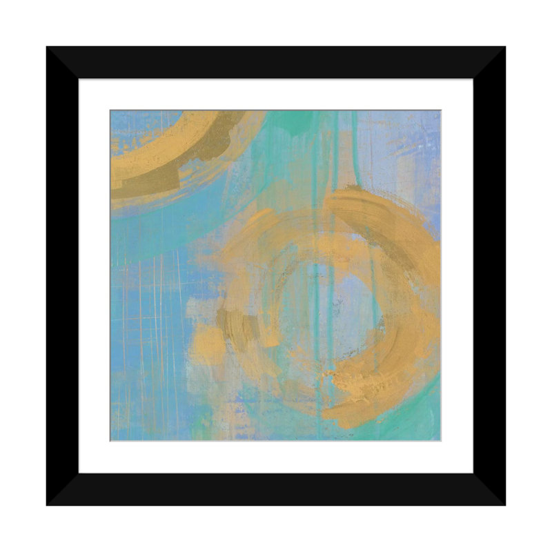 Golden Circles III, reproduction d'art sur toile tendue, L 24 po x H 24 po x P 1 po, Papier beaux-arts encadré noir, Blanc