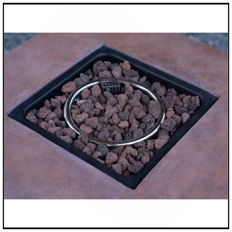 25" H Outdoor Patio Propane Gas Fire Pit Table - 50,000 BTU High-Temperature-Resistant Carving Process For Environmentally Friendly Materials With The Effect Of Rattan Weaving Grain
