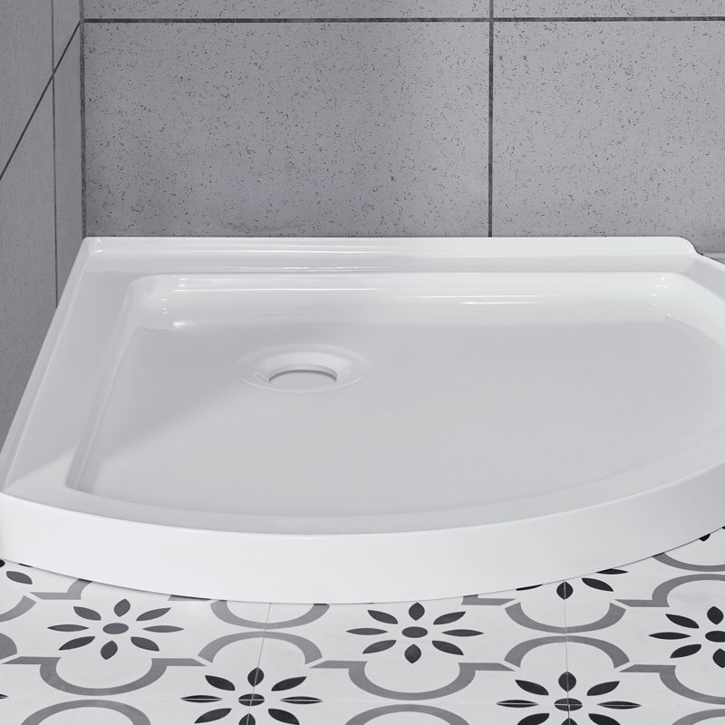 Breeze 40 in. L x 40 in. W x 77 in. H Round Corner Shower Kit in Black with Clear Sliding Door and Shower Base Pan (Walls not Included)