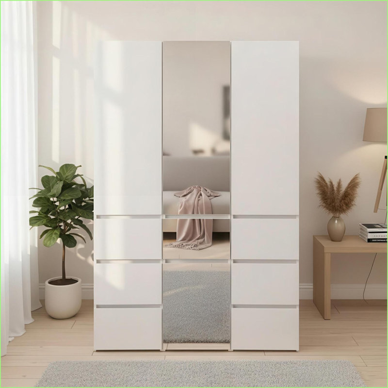 Système de placard modulaire Elise avec miroir en blanc | Bois