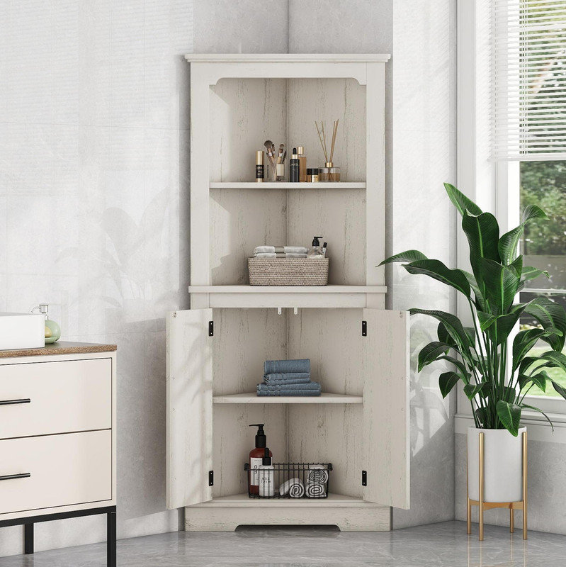 Grande armoire d'angle avec portes, Beige