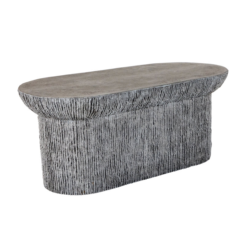 Cast Stone Brant Oval Coffee Table - Aged Stone Gray, Aged Stone Gray