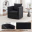 Fauteuil d'appoint pivotant, fauteuil d'appoint pivotant 360 ° moderne avec coussin et coussin, fauteuil club rembourré confortable pour le salon, la chambre à coucher, ensemble de 1, tissu noir-740065101