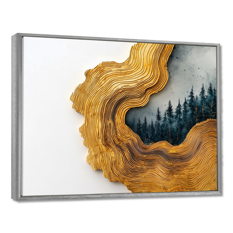 Monyka ambre or du soleil rivière de cristal II - forêt, art mural, H 16 po x l 32 po, Cadre flottant, Argent