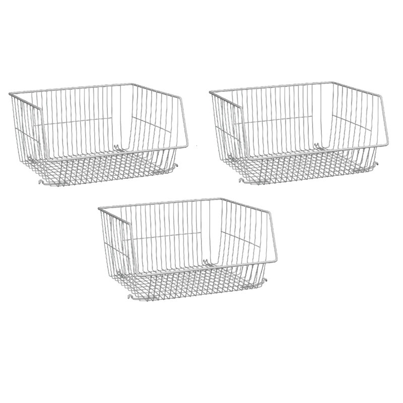 Panier en métal blanc, paquet de 3